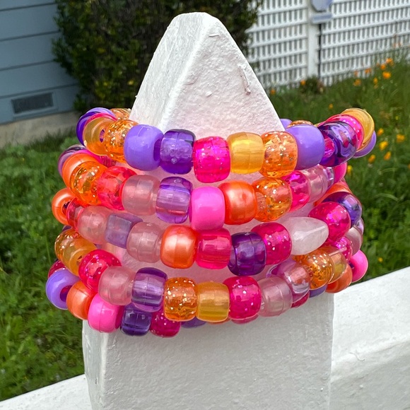 UNICORN Energy Healing Kandi Plur pony beaded bracelet set Amethyst rose quartz - Picture 3 of 4
